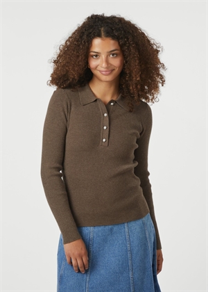 Panama knit bluse Brown Melange Neo Noir 